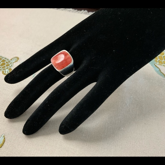 PEYOTE BIRD Sterling Silver Spiny Oyster Vintage Ring. Signed Piece PB 925 - Picture 1 of 7